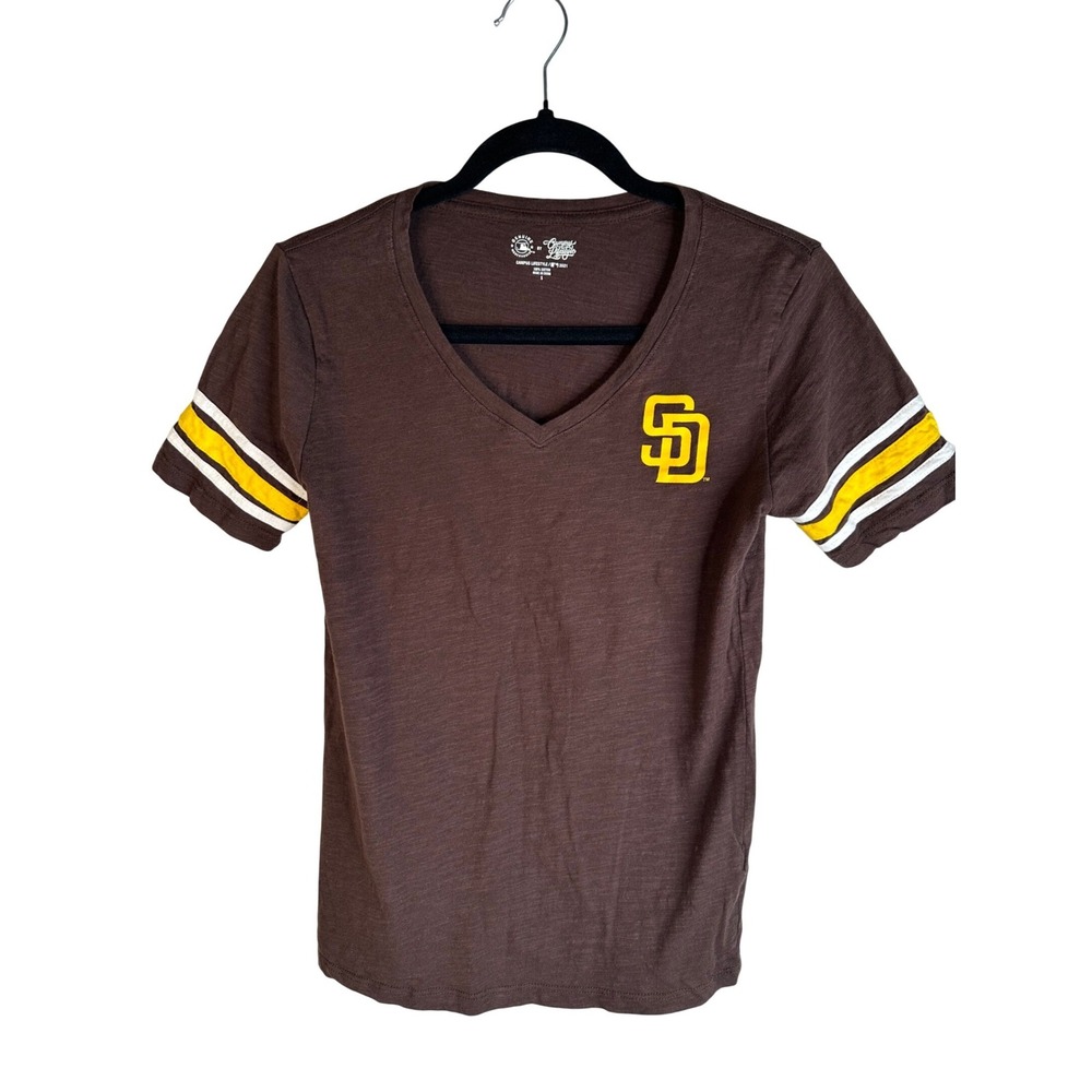 Campus Lifestyle Women's San Diego Padres Logo Brown Yellow T-Shirt Size Small